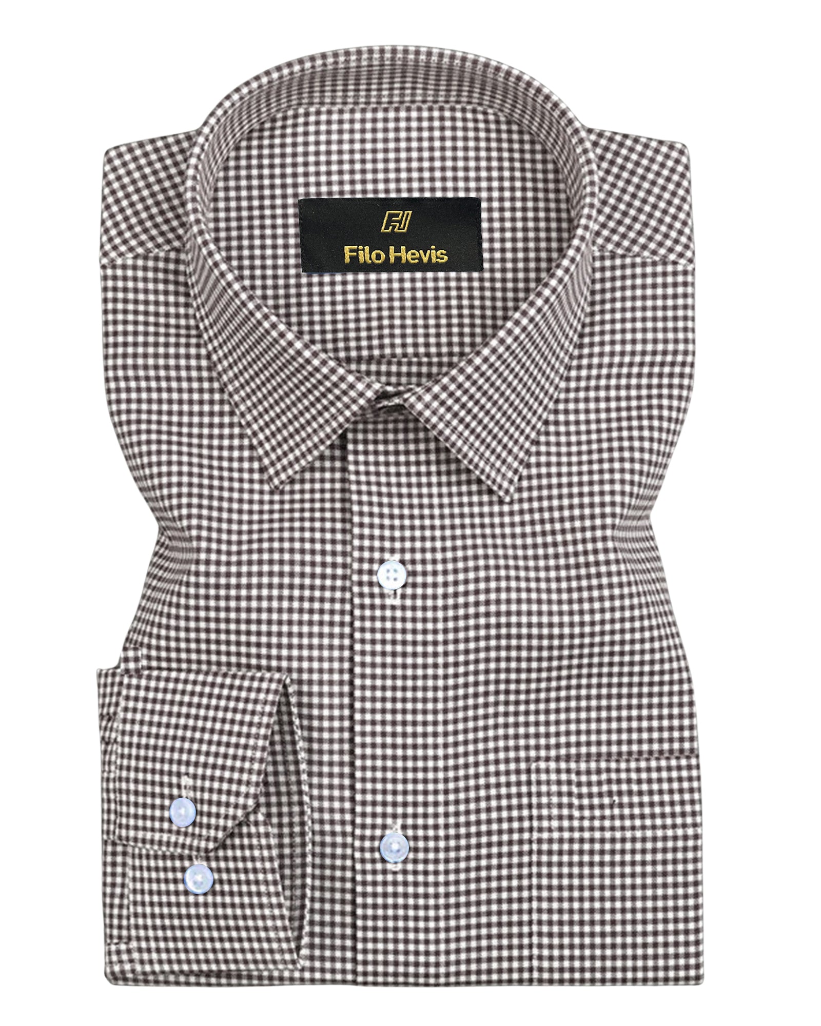Men's Cotton Check Shirt-Brown, Regular Fit, All-Day Comfort