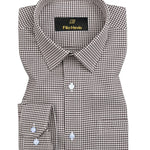 Men's Cotton Check Shirt-Brown, Regular Fit, All-Day Comfort
