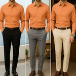 Filafil Fabric Regular Fit Single Pocket Formal Shirt Full Sleeve -Orange