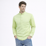 Cotton Chinese Collar Short Kurta for Men | Traditional Nehru Ethnic Shirts | Daily Wear-Light-Green