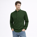 Cotton Chinese Collar Short Kurta for Men | Traditional Nehru Ethnic Shirts | Daily Wear-Dark Green/Phthalo Green