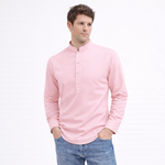 Cotton Chinese Collar Short Kurta for Men | Traditional Nehru Ethnic Shirts | Daily Wear-Pink