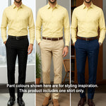 Men's Satin Lycra formal Full Sleeve Shirt Yellow