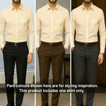 PLATINUM COTTON SATIN FORMAL SHIRT FOR MEN (Single Pocket)-Beige