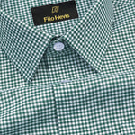 Men's Cotton Check Shirt-Dark Green, Regular Fit, All-Day Comfort