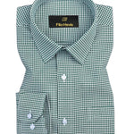 Men's Cotton Check Shirt-Dark Green, Regular Fit, All-Day Comfort