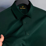 Men's Satin Lycra formal  Full Sleeve shirt Dark Green