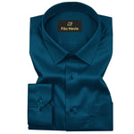 PLATINUM COTTON SATIN FORMAL SHIRT FOR MEN (Single Pocket)-Teal Blue