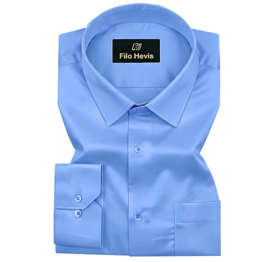 PLATINUM COTTON SATIN FORMAL SHIRT FOR MEN (Single Pocket)-Sky Blue