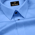 PLATINUM COTTON SATIN FORMAL SHIRT FOR MEN (Single Pocket)-Sky Blue