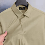 Men's Satin Lycra formal  Full Sleeve Shirt Beige