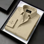 Men's Satin Lycra formal  Full Sleeve Shirt Beige