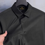 Men's Satin Lycra formal  Full Sleeve shirt Black