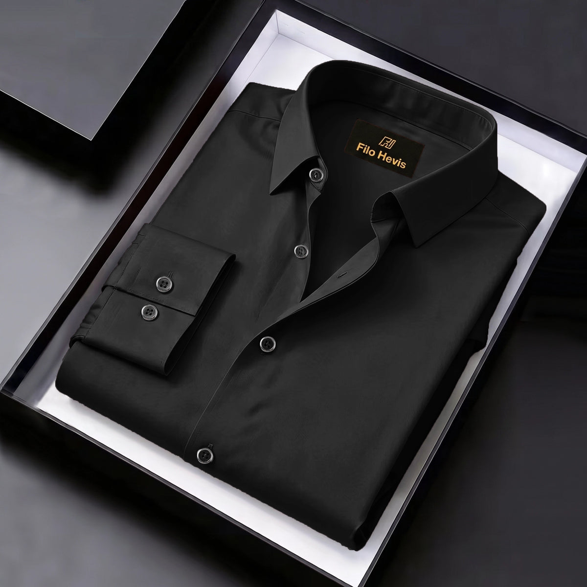 Men's Satin Lycra formal  Full Sleeve shirt Black