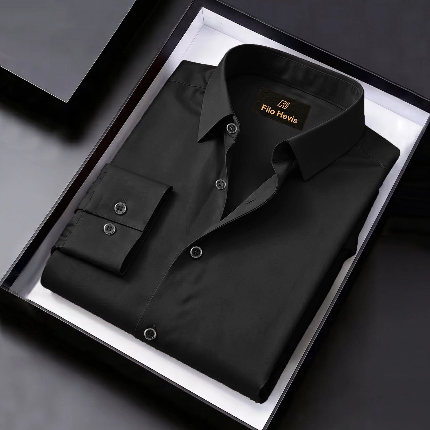 Men's Satin Lycra formal  Full Sleeve shirt Black