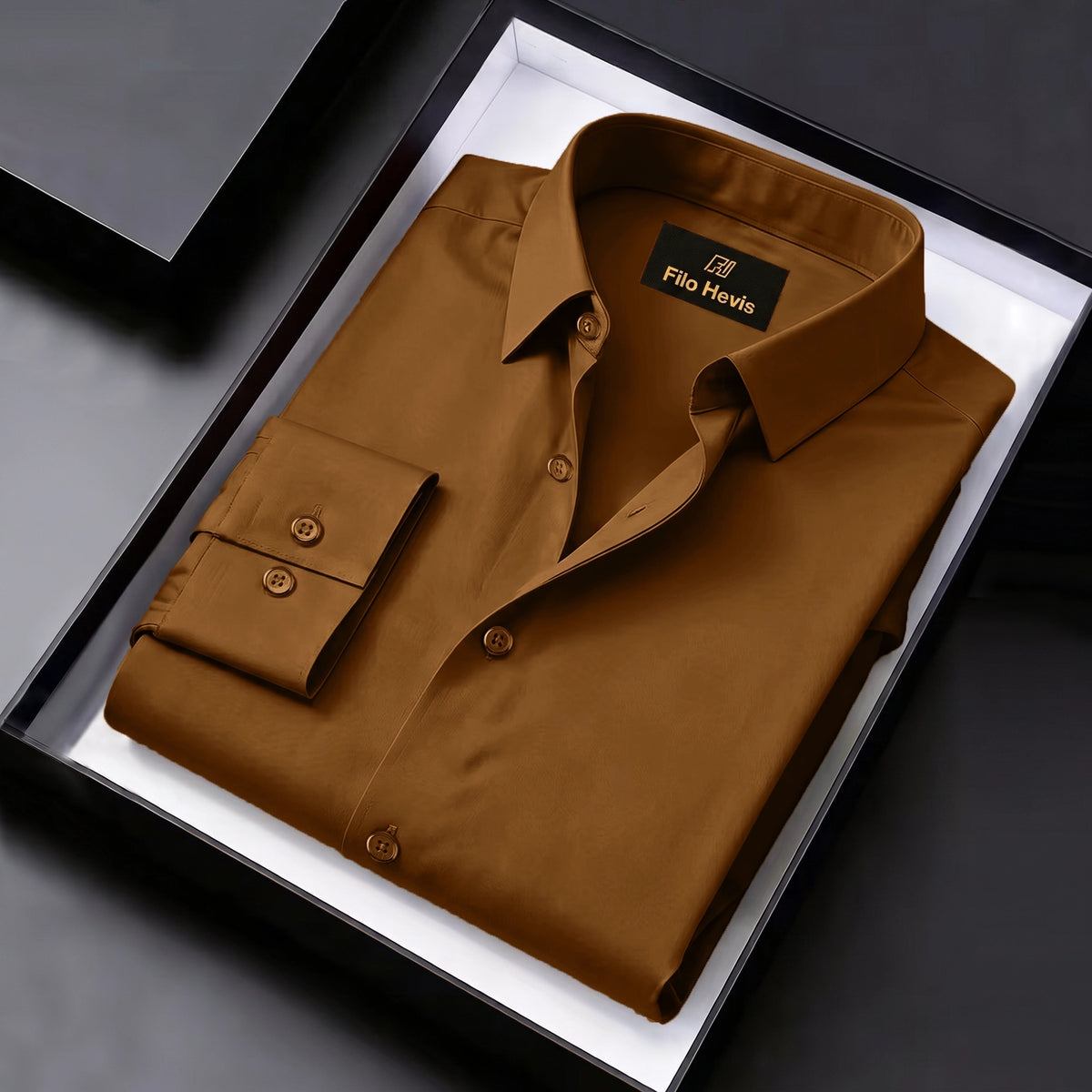 Men's Satin Lycra formal  Full Sleeve shirt Brown