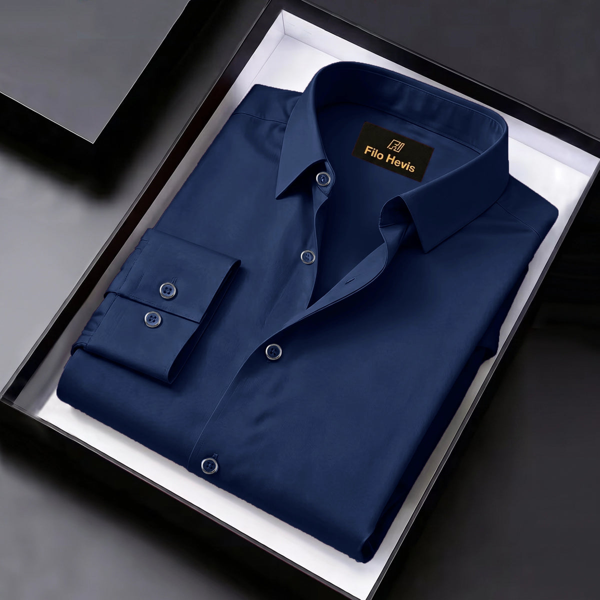 Men's Satin Lycra formal  Full Sleeve shirt Navy Blue
