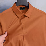 Men's Satin Lycra formal Full Sleeve Shirt Orange