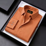 Men's Satin Lycra formal Full Sleeve Shirt Orange