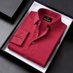Men's Satin Lycra formal Full Sleeve Shirt Red