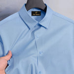 Men's Satin Lycra formal  Full Sleeve Shirt Sky Blue