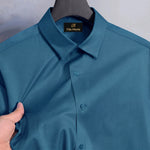 Men's Satin Lycra formal  Full Sleeve shirt Teal Blue