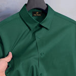 Men's Satin Lycra formal  Full Sleeve shirt Dark Green