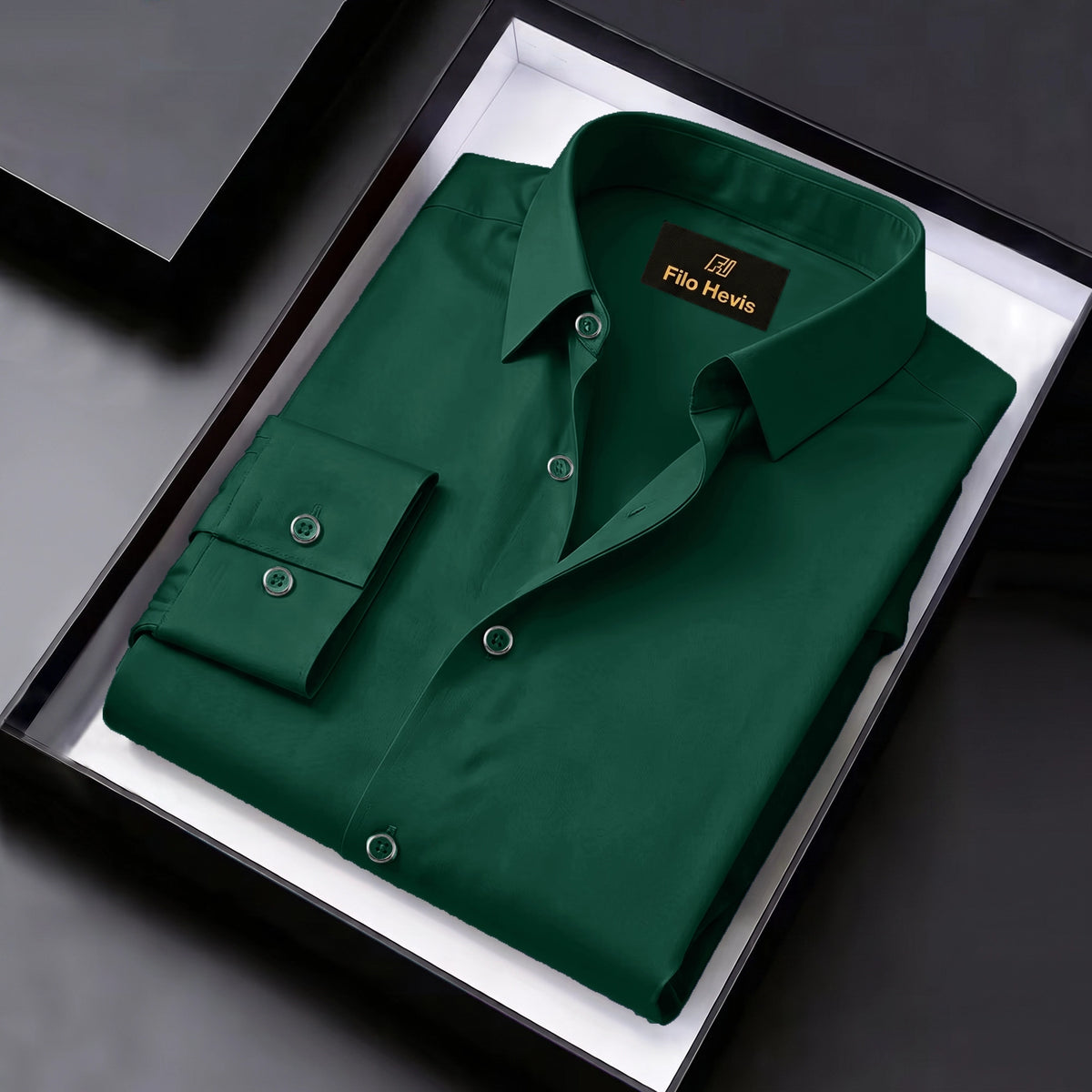 Men's Satin Lycra formal  Full Sleeve shirt Dark Green