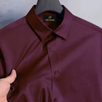 Men's Satin Lycra formal  Full Sleeve shirt Dark Maroon