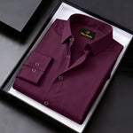 Men's Satin Lycra formal  Full Sleeve shirt Dark Maroon