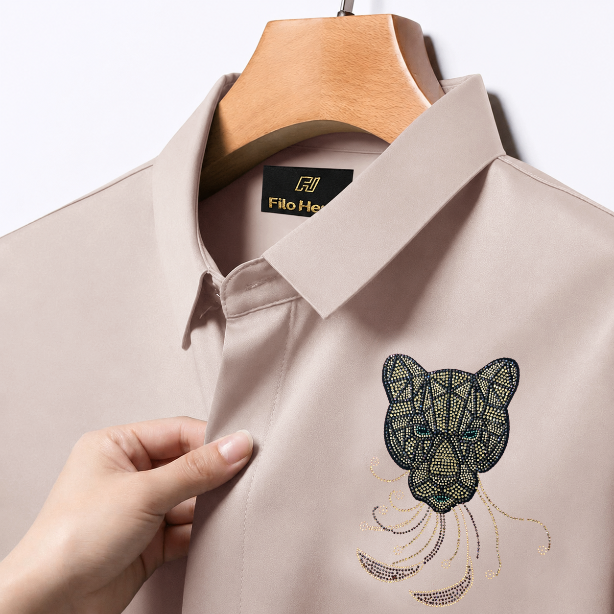 PARTY SHIRTS FOR MEN | PREMIUM SHIRTS | CLUB SHIRTS Tiger Embroidery-Olive