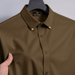 Men's Premium Luxury Formal Shirt with Crystal-Studded Collar Clips | Light-Brown