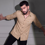 Men's Hunter shirt | Multi Pockets | Linen Texture | Beige