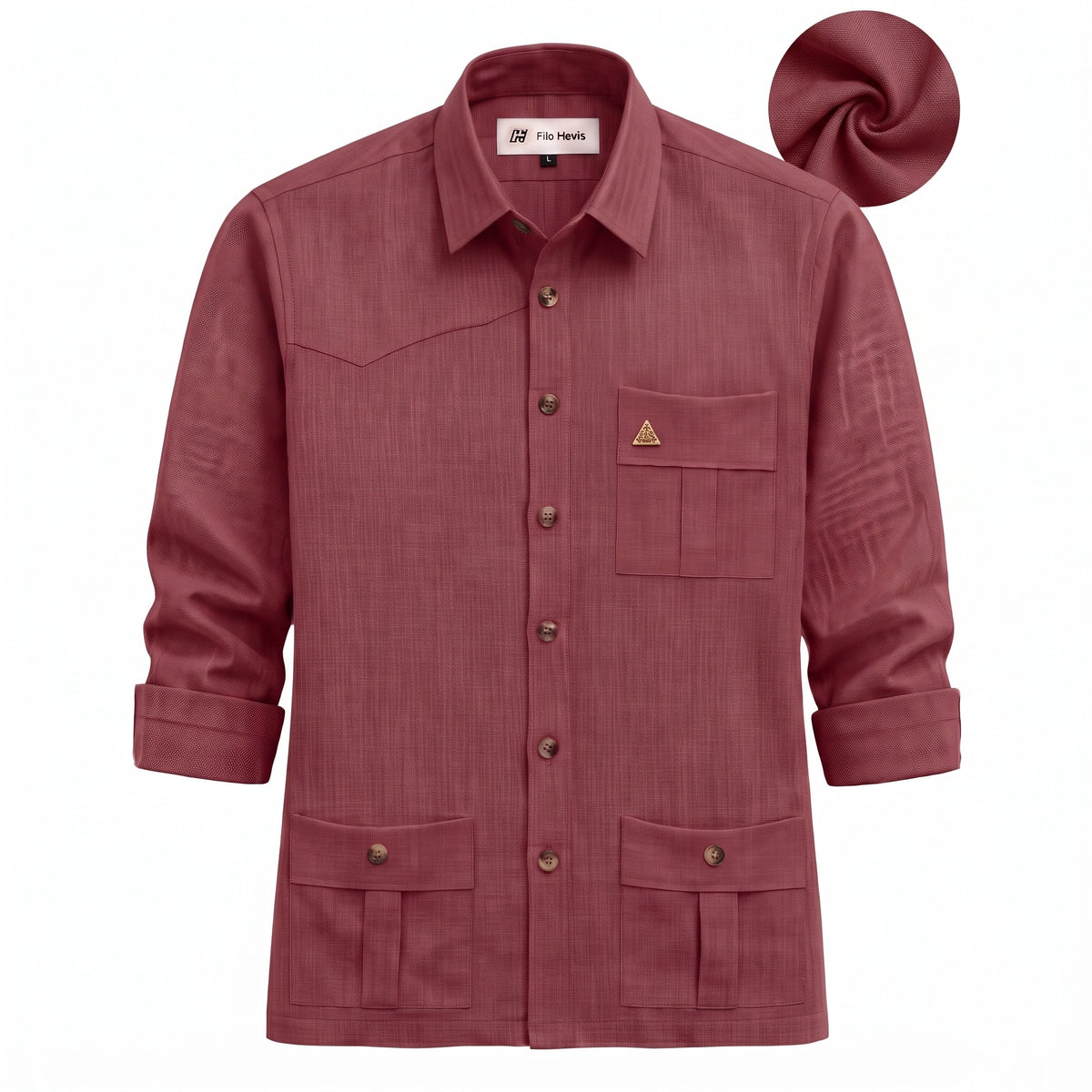 Men's Hunter shirt | Multi Pockets | Linen Texture | Red ( We Accept Only Prepaid For This Article )