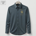 Deer Embroidery Party Shirts | Club Wear | Dark Grey