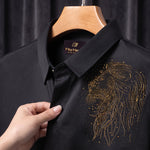 PARTY SHIRTS FOR MEN | PREMIUM SHIRTS | CLUB SHIRTS Lion Embroidery-Black