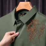 PARTY SHIRTS FOR MEN | PREMIUM SHIRTS | CLUB SHIRTS Lion Embroidery-Olive-Green