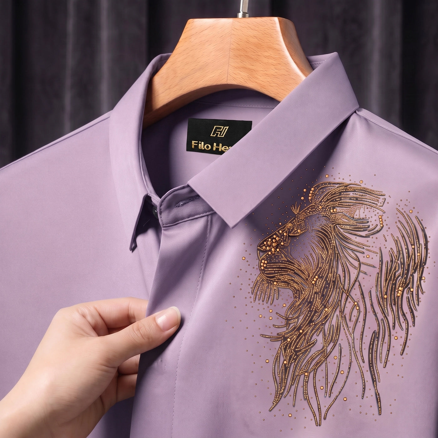 PARTY SHIRTS FOR MEN | PREMIUM SHIRTS | CLUB SHIRTS Lion Embroidery-Onion