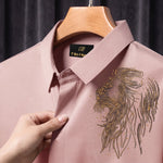 PARTY SHIRTS FOR MEN | PREMIUM SHIRTS | CLUB SHIRTS Lion Embroidery-Peach