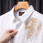PARTY SHIRTS FOR MEN | PREMIUM SHIRTS | CLUB SHIRTS Lion Embroidery-White