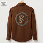 Front & Back Tiger Embroidery Party Shirts | Club Wear | Brown