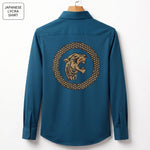 Front & Back Tiger Embroidery Party Shirts | Club Wear | Teal Blue