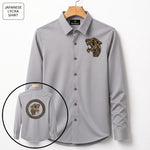 Front & Back Tiger Embroidery Party Shirts | Club Wear | Light Grey
