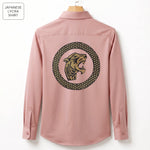 Front & Back Tiger Embroidery Party Shirts | Club Wear | Peach