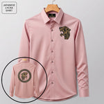 Front & Back Tiger Embroidery Party Shirts | Club Wear | Peach