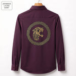 Front & Back Tiger Embroidery Party Shirts | Club Wear | Wine