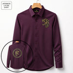 Front & Back Tiger Embroidery Party Shirts | Club Wear | Wine