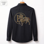 Front & Back Horse Embroidery Party Shirts | Club Wear | Black