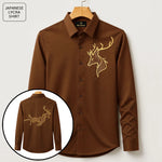 Front & Back Horse Embroidery Party Shirts | Club Wear | Brown