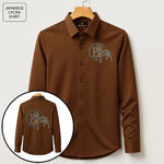 Front & Back Horse Embroidery Party Shirts | Club Wear | Brown